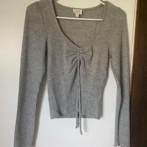 COZIE by Pink Rose Scrunch Long Sleeve Tank/Shirt, Grey, XS
